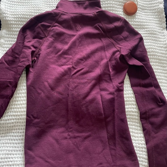 Ibex, merino wool zip front sweater, EUC, size XS, 16.5 inch chest, deep wine. - Picture 2 of 4